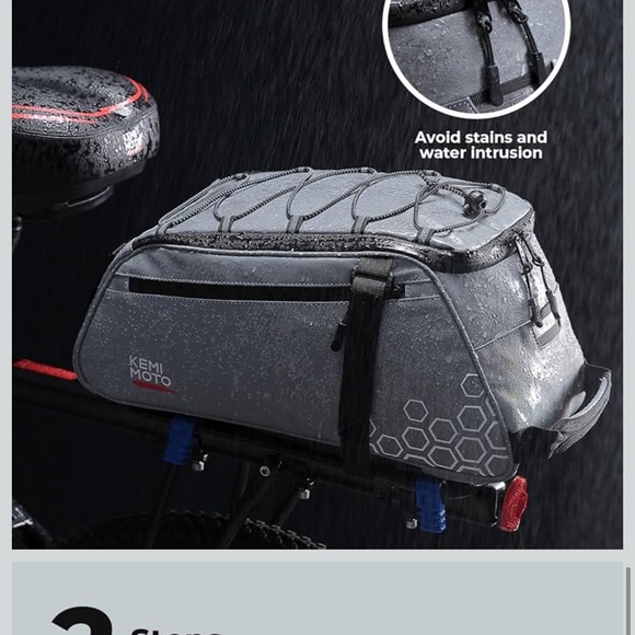 Gray Bike Rear Rack Bag - Picture 5 of 6